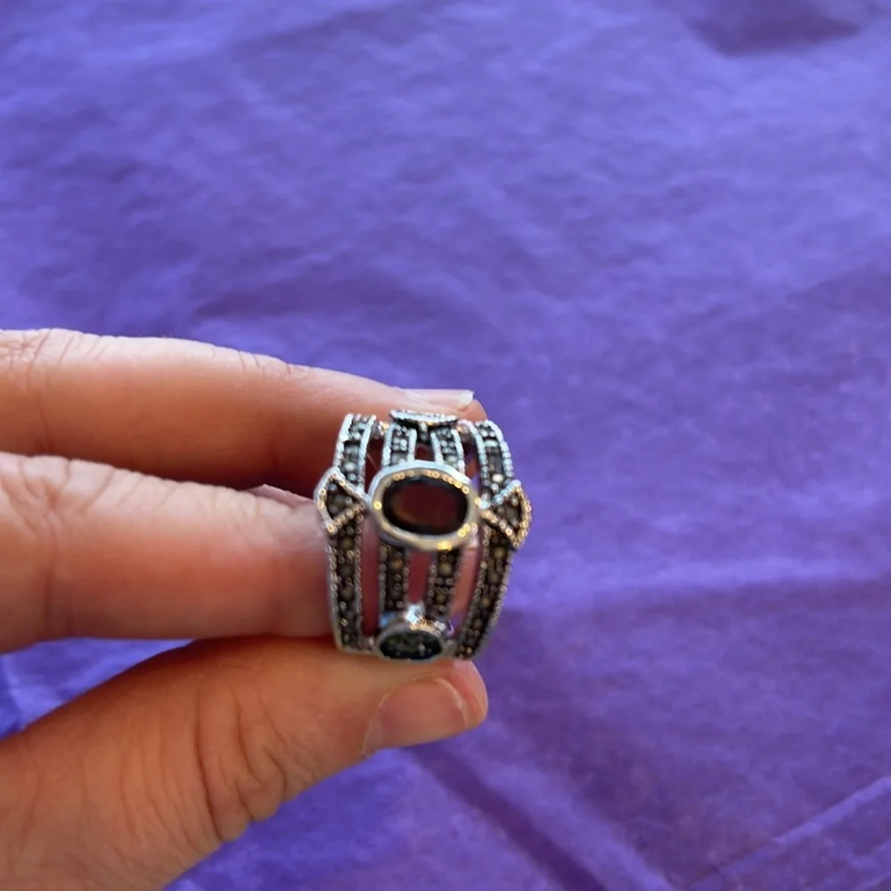 Silver plated ring.